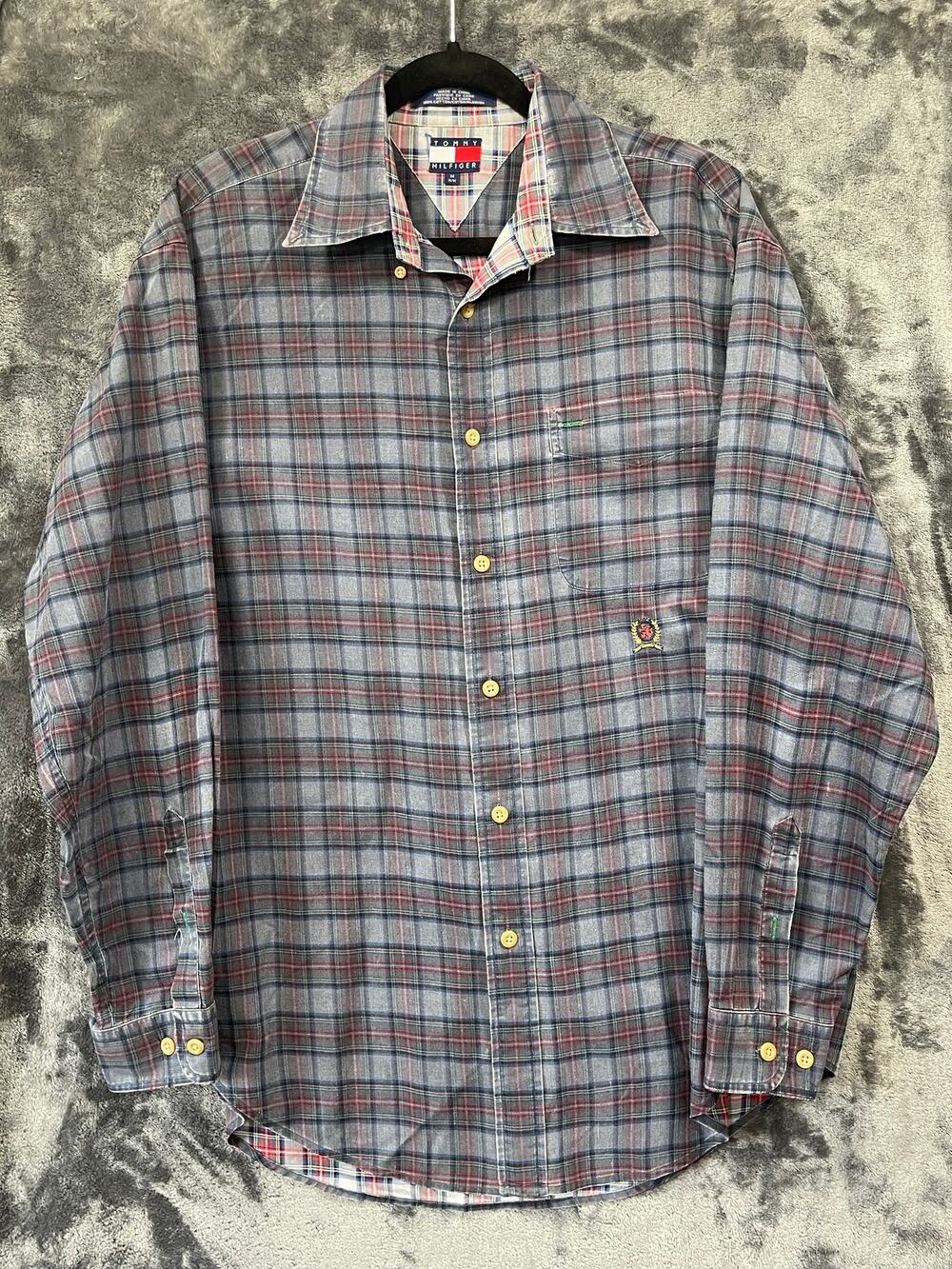 Vintage Tommy Hilfiger Plaid Button Down Shirt Mens M Oversized Streetwear